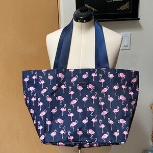 Vera Bradley Flamingo Print Tote in Navy and Pink